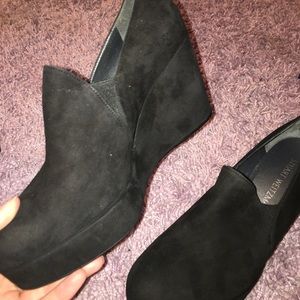 Stuart weitzman suede black wedges W 8.5